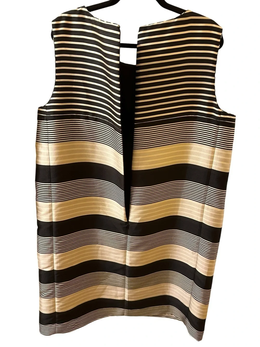 Lafayette 148 New York Black and gray Striped Sleeveless Shift Dress size XXL
